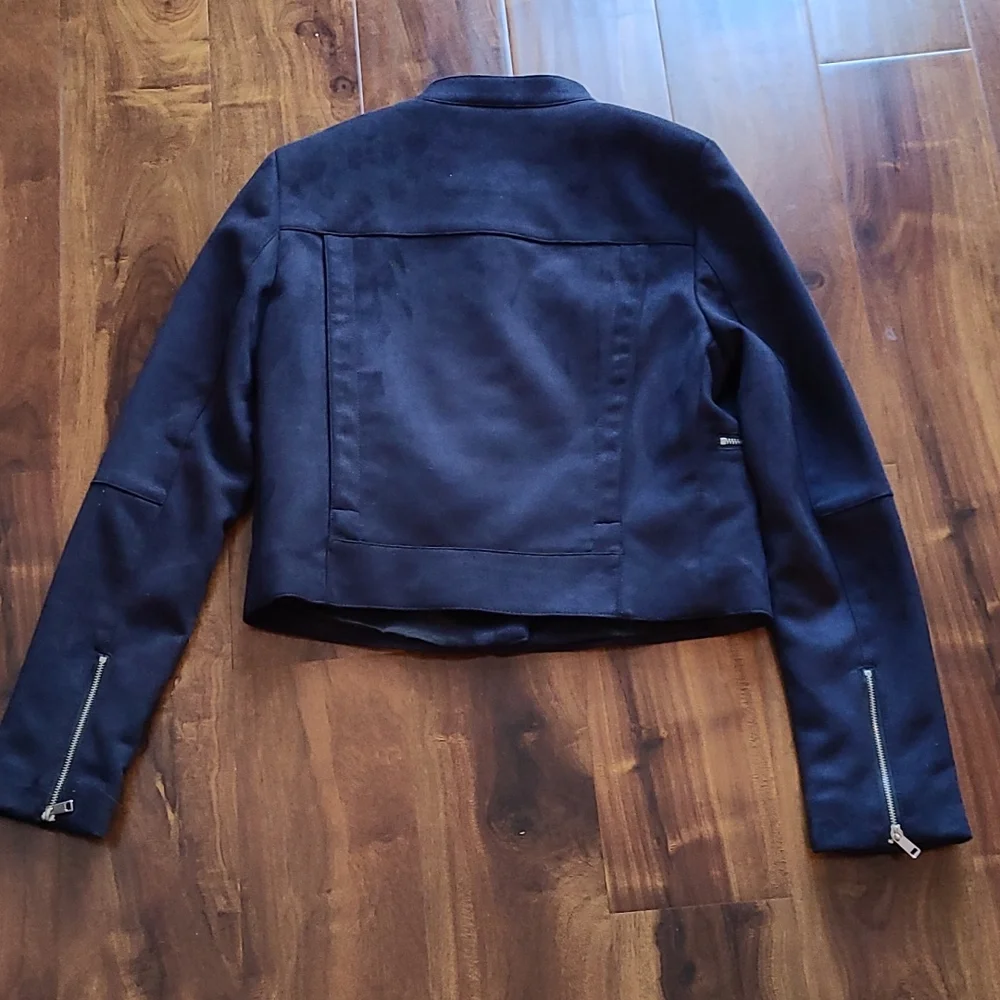 🎉Host Pick🎉 Banana Republic Navy Blue Vegan Suede Biker Jacket - Picture 8 of 10